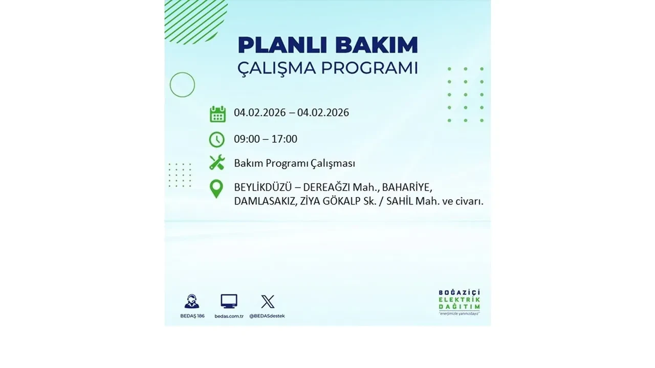 İstanbul 4 Şubat elektrik kesintileri sorgulama ekranı açıldı! Kent genelinde 23 ilçede elektrikler kesilecek! BEDAŞ mahalle mahalle listeledi