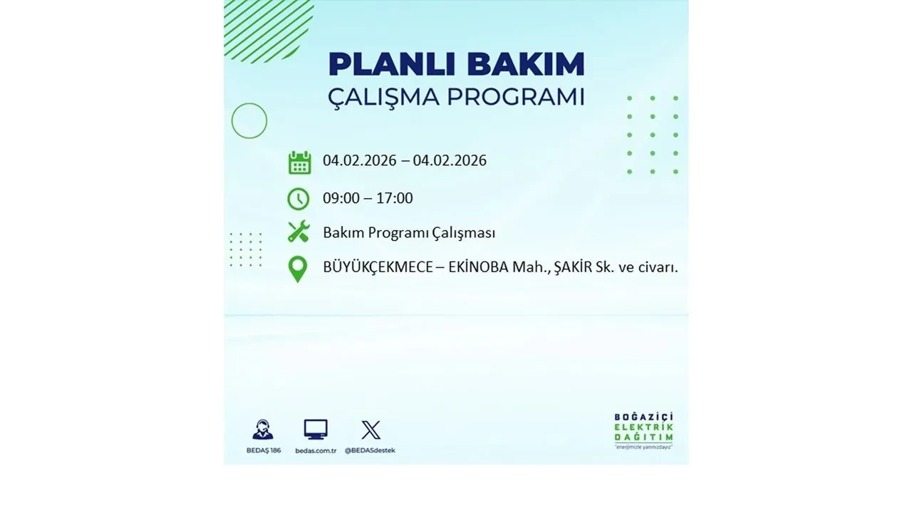 İstanbul 4 Şubat elektrik kesintileri sorgulama ekranı açıldı! Kent genelinde 23 ilçede elektrikler kesilecek! BEDAŞ mahalle mahalle listeledi
