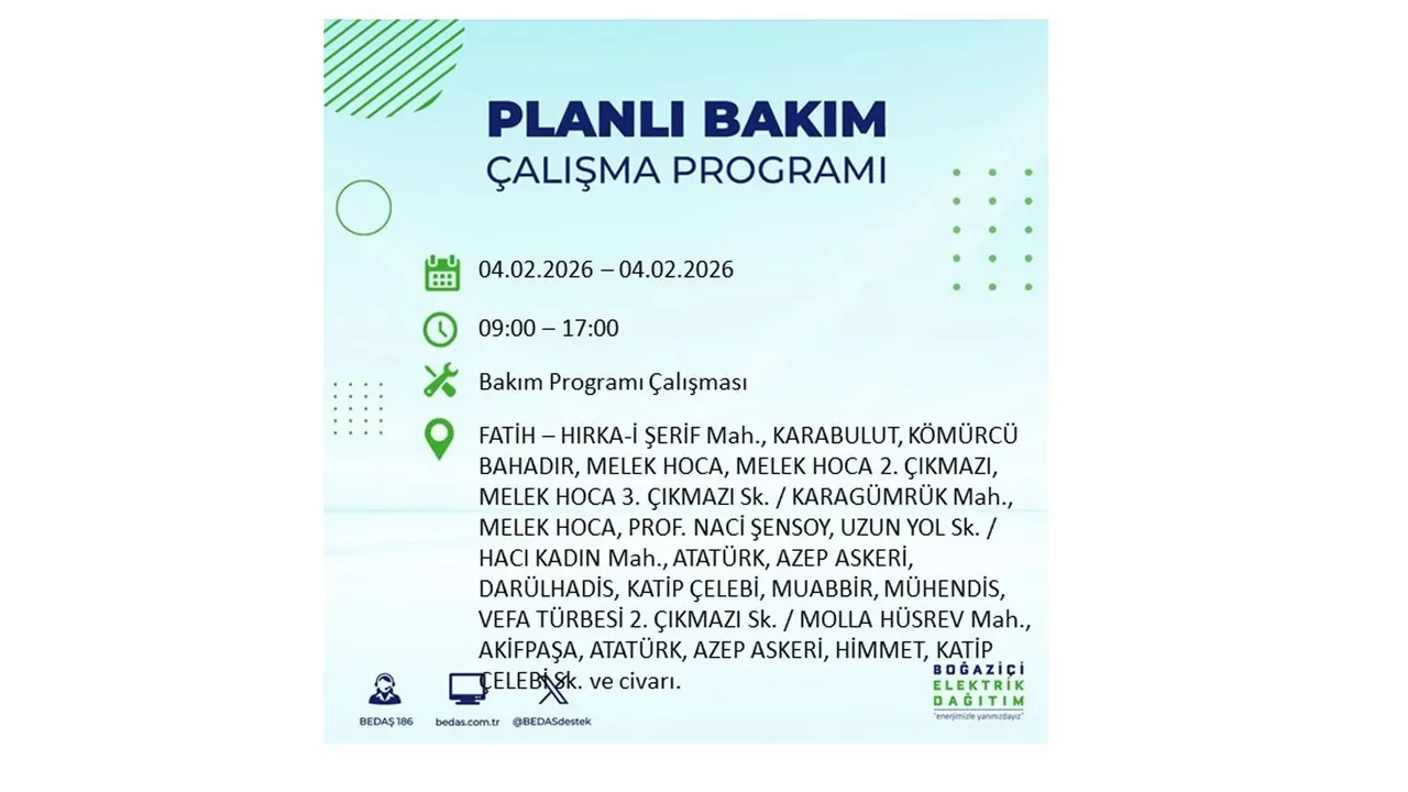 İstanbul 4 Şubat elektrik kesintileri sorgulama ekranı açıldı! Kent genelinde 23 ilçede elektrikler kesilecek! BEDAŞ mahalle mahalle listeledi