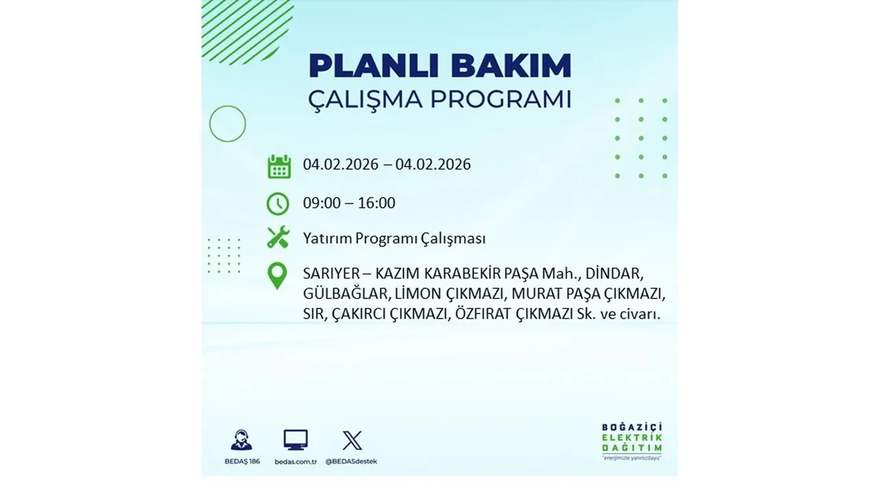 İstanbul 4 Şubat elektrik kesintileri sorgulama ekranı açıldı! Kent genelinde 23 ilçede elektrikler kesilecek! BEDAŞ mahalle mahalle listeledi