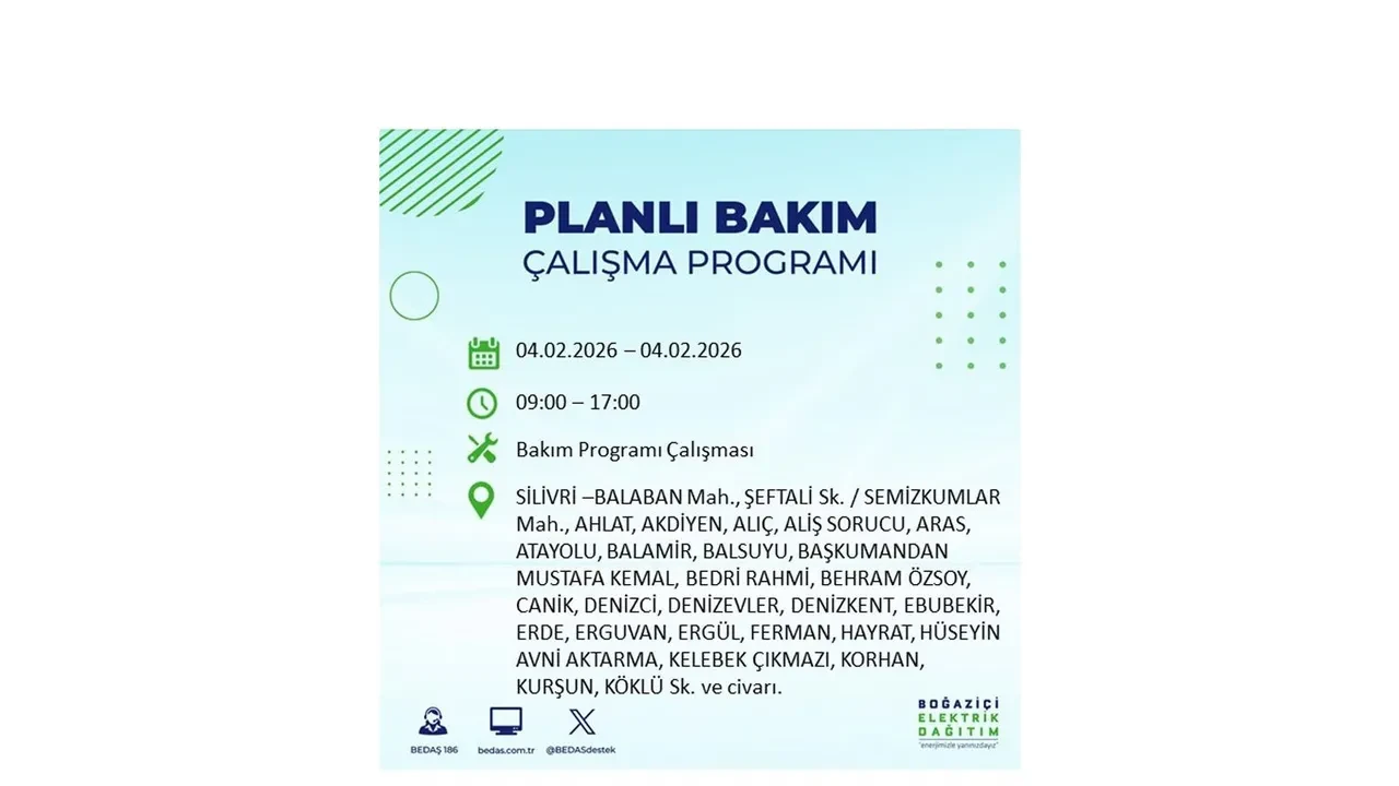 İstanbul 4 Şubat elektrik kesintileri sorgulama ekranı açıldı! Kent genelinde 23 ilçede elektrikler kesilecek! BEDAŞ mahalle mahalle listeledi