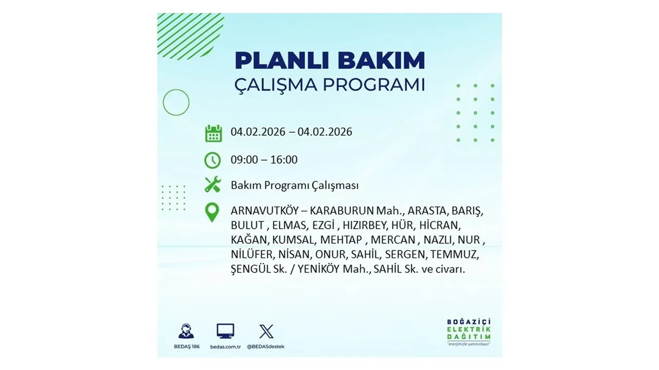 İstanbul 4 Şubat elektrik kesintileri sorgulama ekranı açıldı! Kent genelinde 23 ilçede elektrikler kesilecek! BEDAŞ mahalle mahalle listeledi
