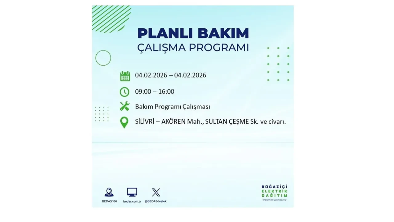 İstanbul 4 Şubat elektrik kesintileri sorgulama ekranı açıldı! Kent genelinde 23 ilçede elektrikler kesilecek! BEDAŞ mahalle mahalle listeledi