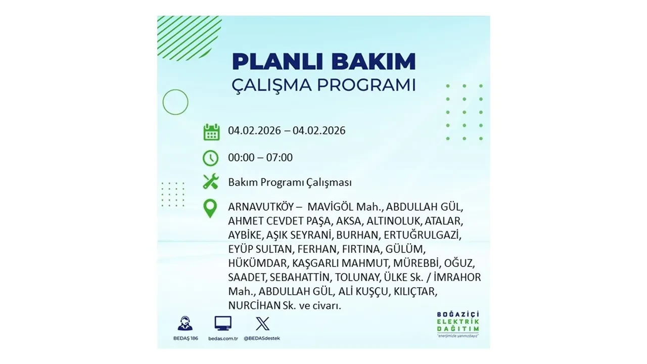 İstanbul 4 Şubat elektrik kesintileri sorgulama ekranı açıldı! Kent genelinde 23 ilçede elektrikler kesilecek! BEDAŞ mahalle mahalle listeledi