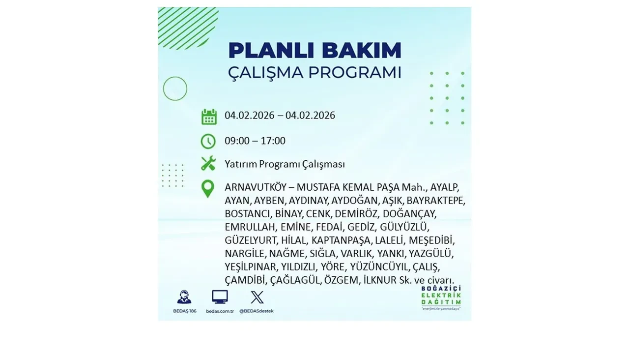 İstanbul 4 Şubat elektrik kesintileri sorgulama ekranı açıldı! Kent genelinde 23 ilçede elektrikler kesilecek! BEDAŞ mahalle mahalle listeledi