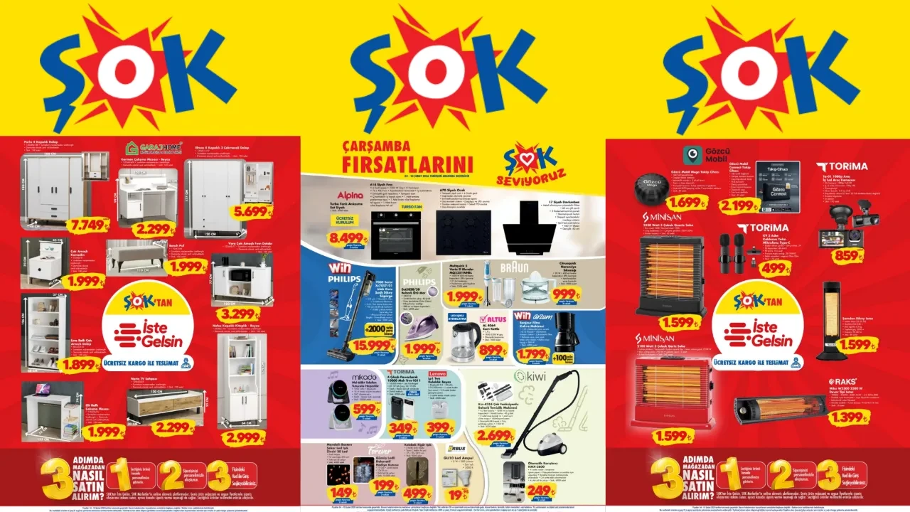 ŞOK aktüel ürünler kataloğu 4-10 Şubat! ŞOK'a bu hafta buharlı süpürge, 4 farklı model ısıtıcı ve araç kamerası geliyor