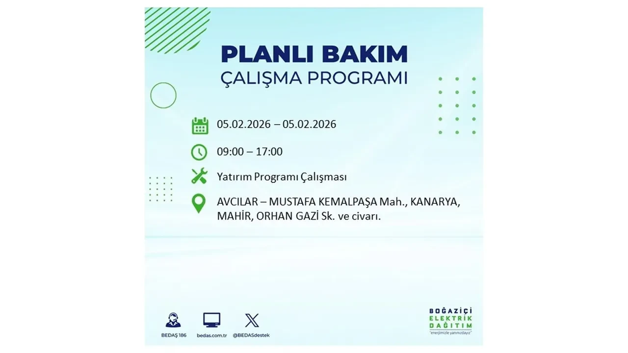 İstanbul 5 Şubat elektrik kesintileri belli oldu! 19 ilçe dikkatli olsun, elektrikler saatlerce gelmeyecek