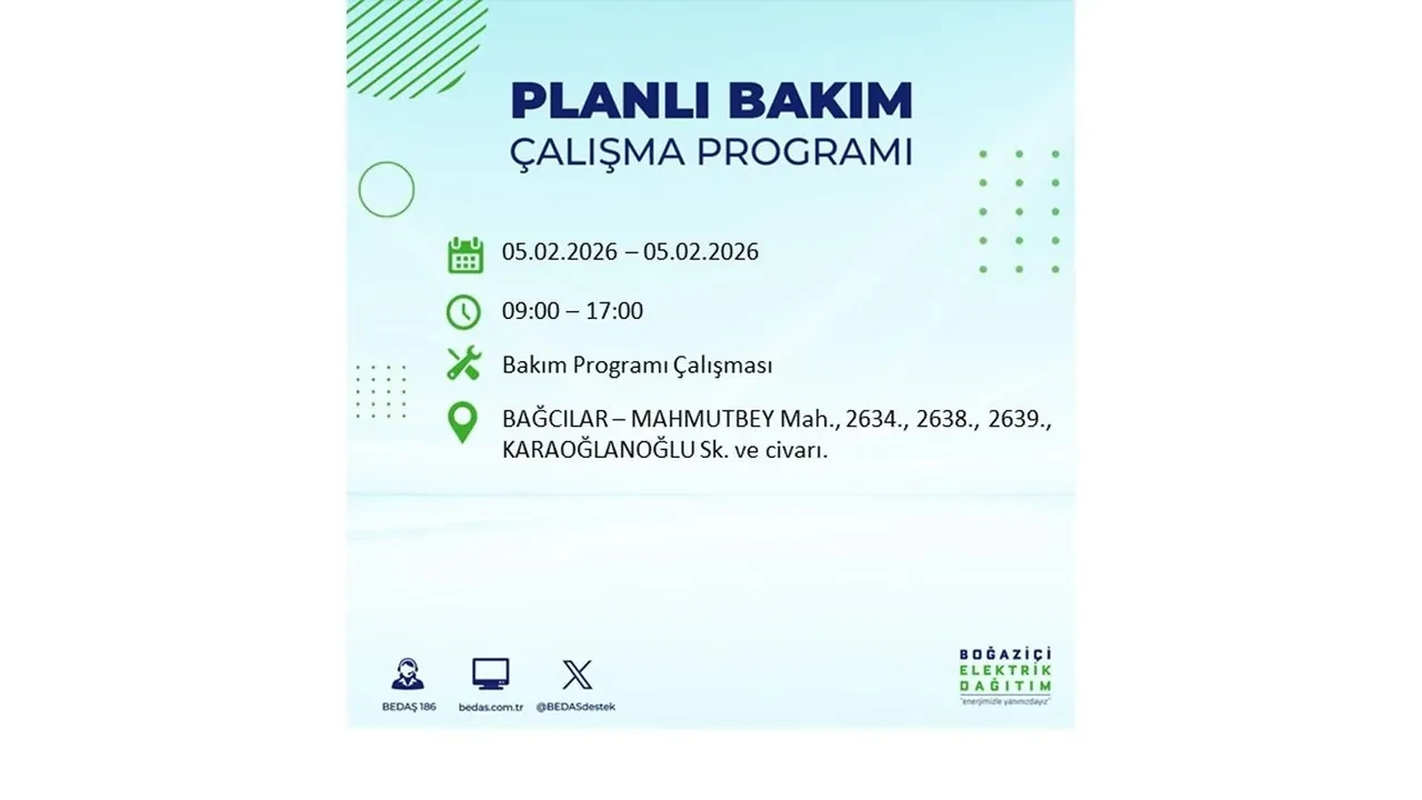 İstanbul 5 Şubat elektrik kesintileri belli oldu! 19 ilçe dikkatli olsun, elektrikler saatlerce gelmeyecek