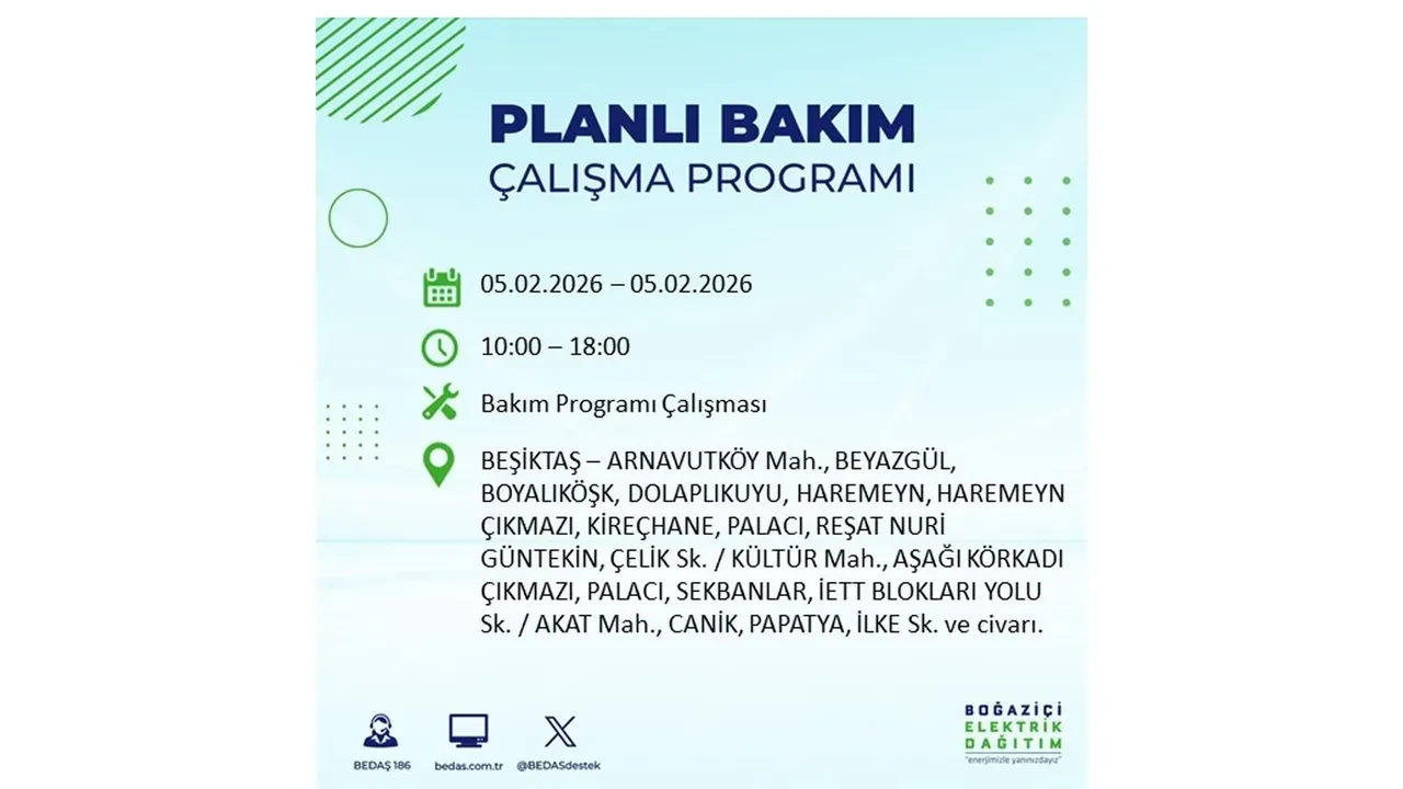 İstanbul 5 Şubat elektrik kesintileri belli oldu! 19 ilçe dikkatli olsun, elektrikler saatlerce gelmeyecek