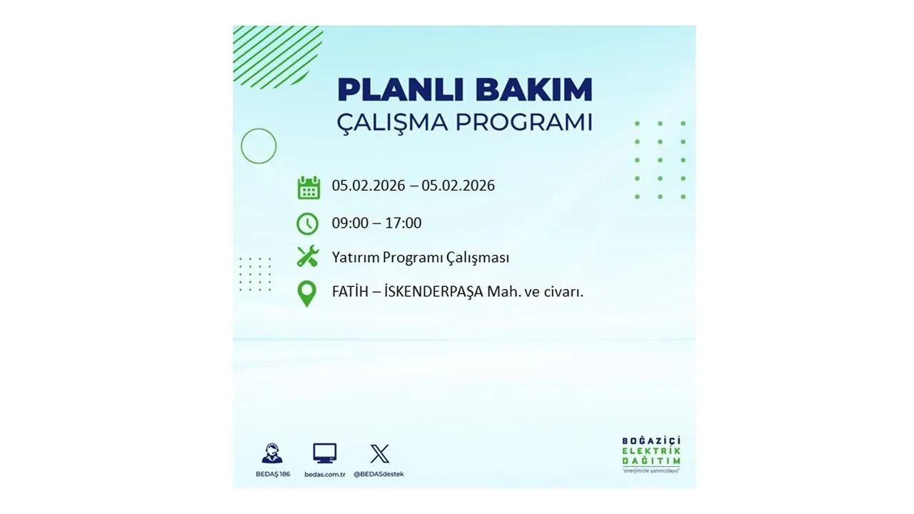 İstanbul 5 Şubat elektrik kesintileri belli oldu! 19 ilçe dikkatli olsun, elektrikler saatlerce gelmeyecek