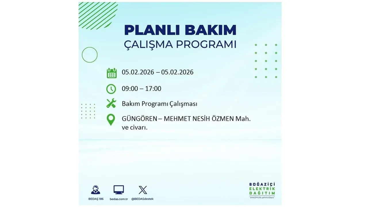 İstanbul 5 Şubat elektrik kesintileri belli oldu! 19 ilçe dikkatli olsun, elektrikler saatlerce gelmeyecek