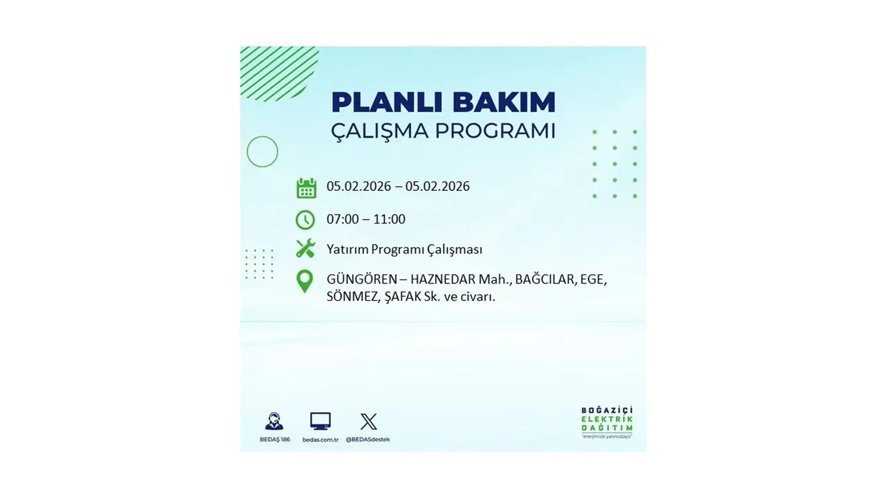 İstanbul 5 Şubat elektrik kesintileri belli oldu! 19 ilçe dikkatli olsun, elektrikler saatlerce gelmeyecek