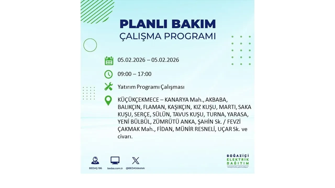 İstanbul 5 Şubat elektrik kesintileri belli oldu! 19 ilçe dikkatli olsun, elektrikler saatlerce gelmeyecek