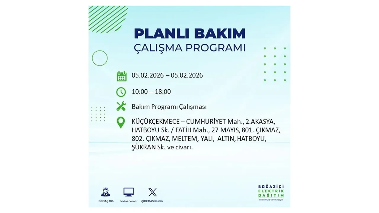 İstanbul 5 Şubat elektrik kesintileri belli oldu! 19 ilçe dikkatli olsun, elektrikler saatlerce gelmeyecek