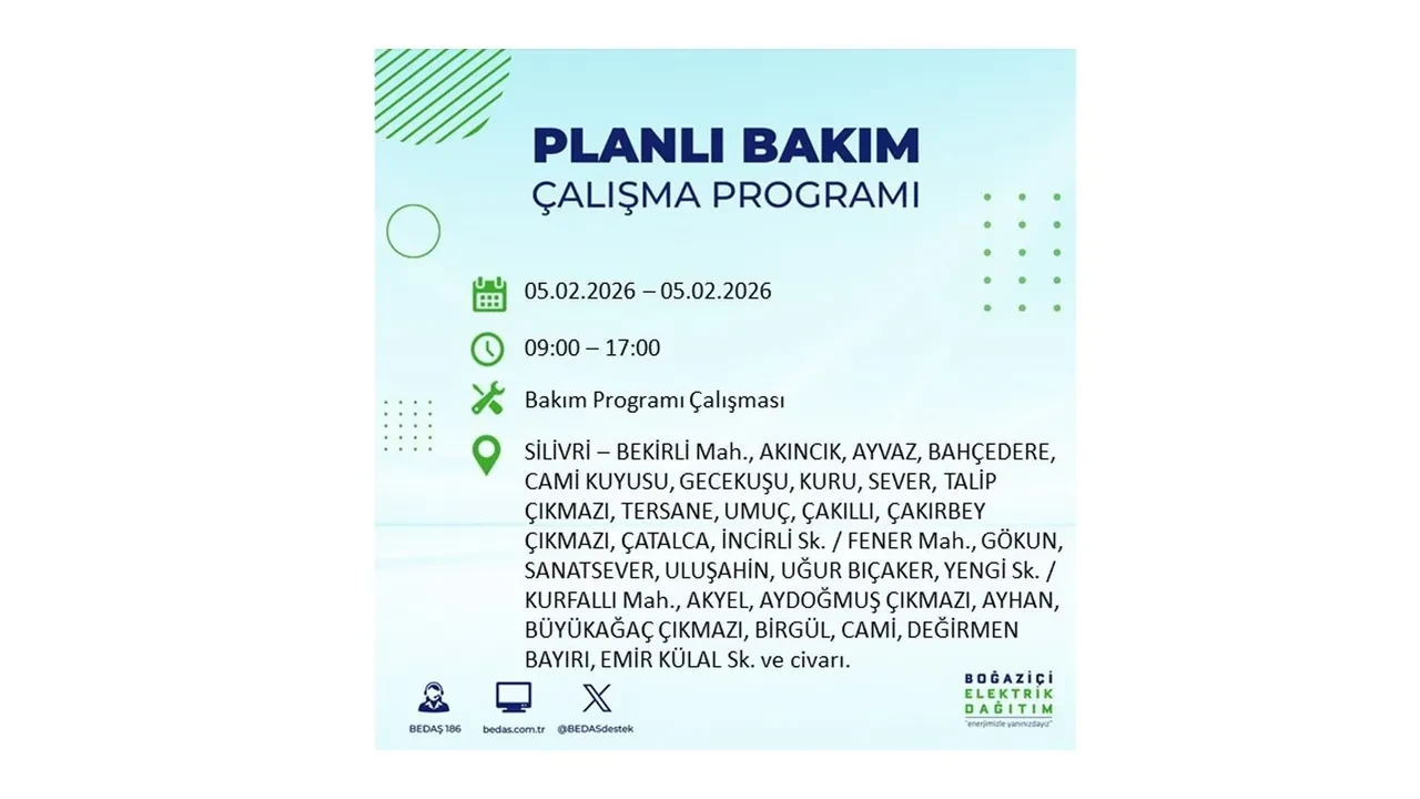 İstanbul 5 Şubat elektrik kesintileri belli oldu! 19 ilçe dikkatli olsun, elektrikler saatlerce gelmeyecek