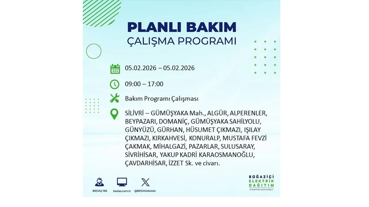 İstanbul 5 Şubat elektrik kesintileri belli oldu! 19 ilçe dikkatli olsun, elektrikler saatlerce gelmeyecek