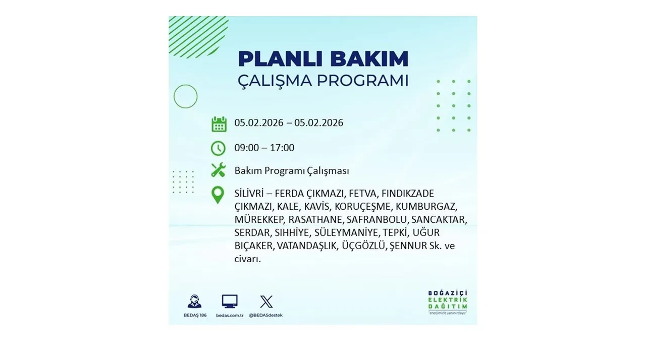 İstanbul 5 Şubat elektrik kesintileri belli oldu! 19 ilçe dikkatli olsun, elektrikler saatlerce gelmeyecek