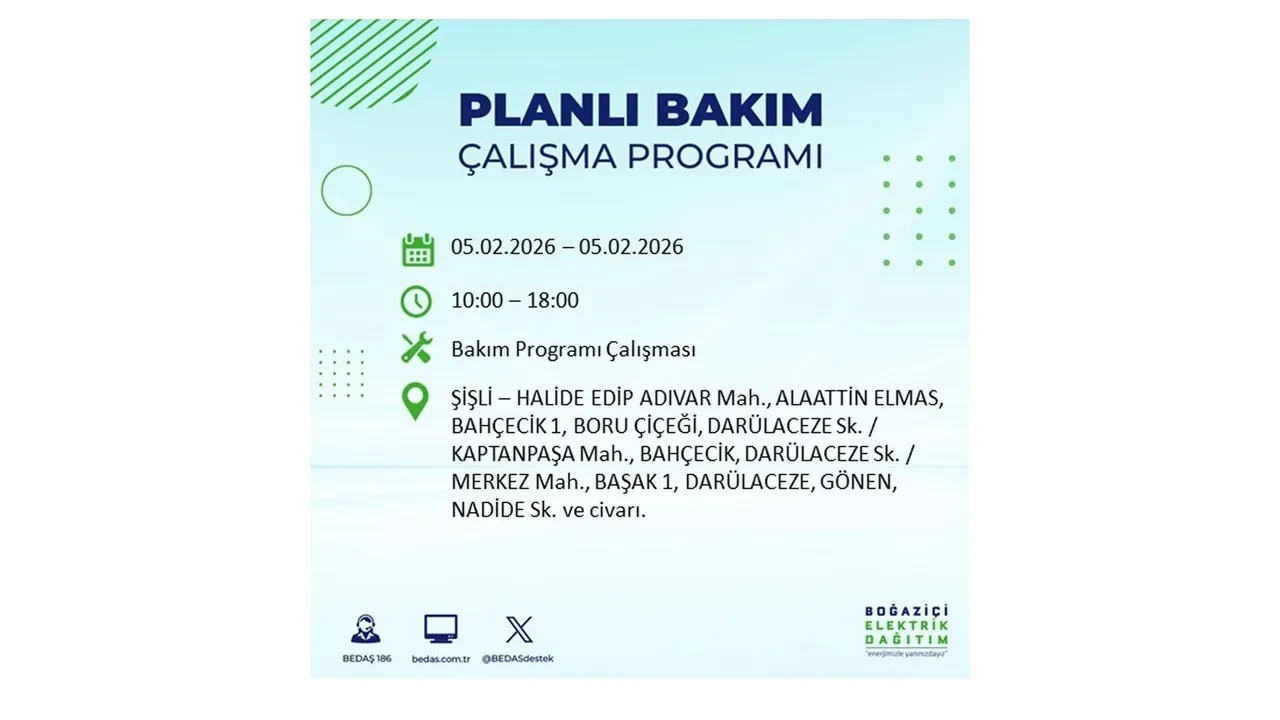 İstanbul 5 Şubat elektrik kesintileri belli oldu! 19 ilçe dikkatli olsun, elektrikler saatlerce gelmeyecek