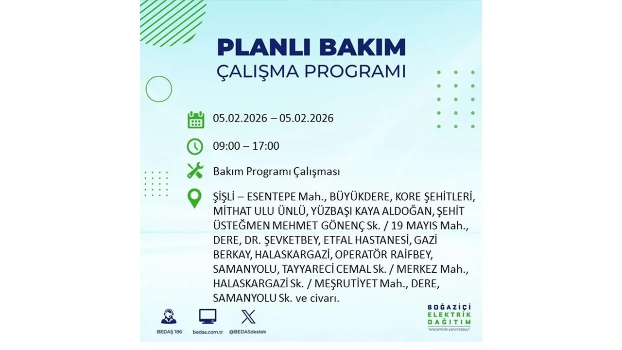 İstanbul 5 Şubat elektrik kesintileri belli oldu! 19 ilçe dikkatli olsun, elektrikler saatlerce gelmeyecek