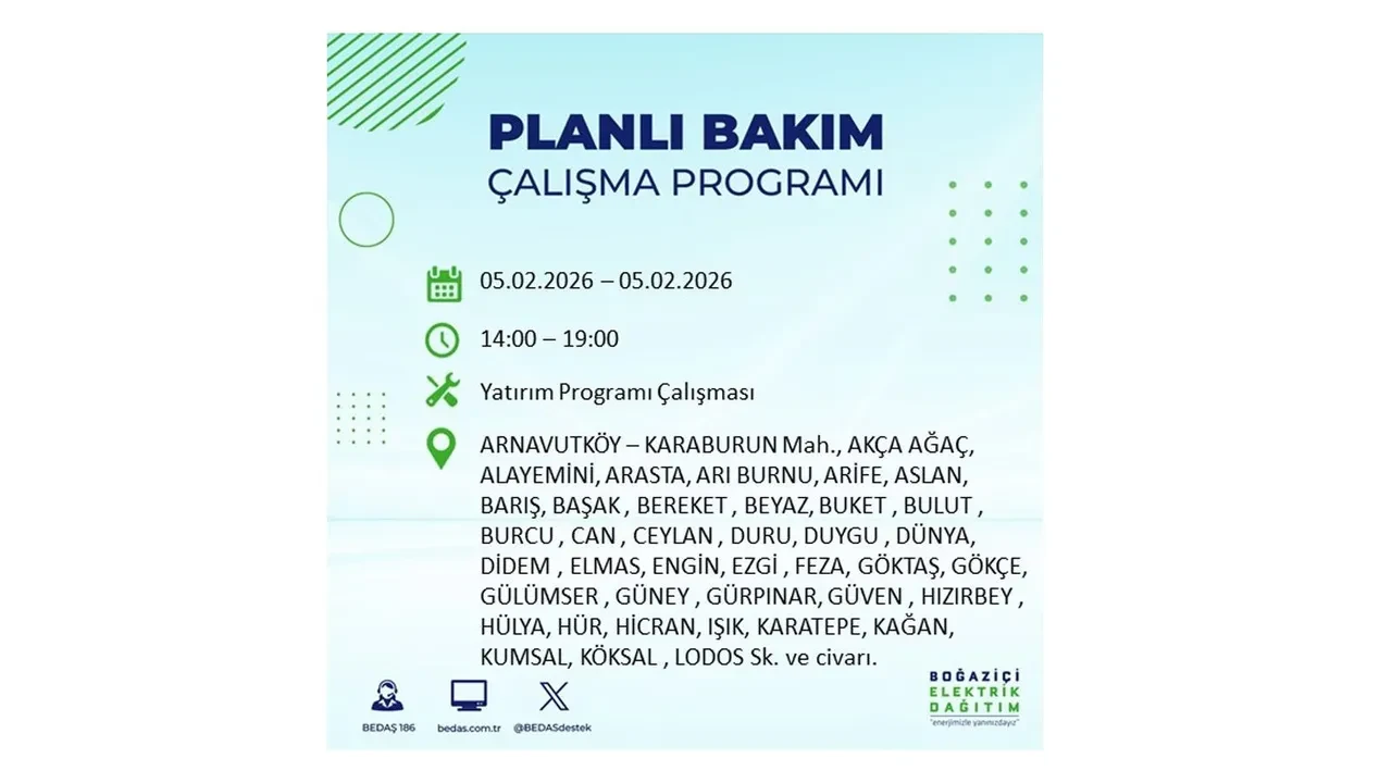İstanbul 5 Şubat elektrik kesintileri belli oldu! 19 ilçe dikkatli olsun, elektrikler saatlerce gelmeyecek