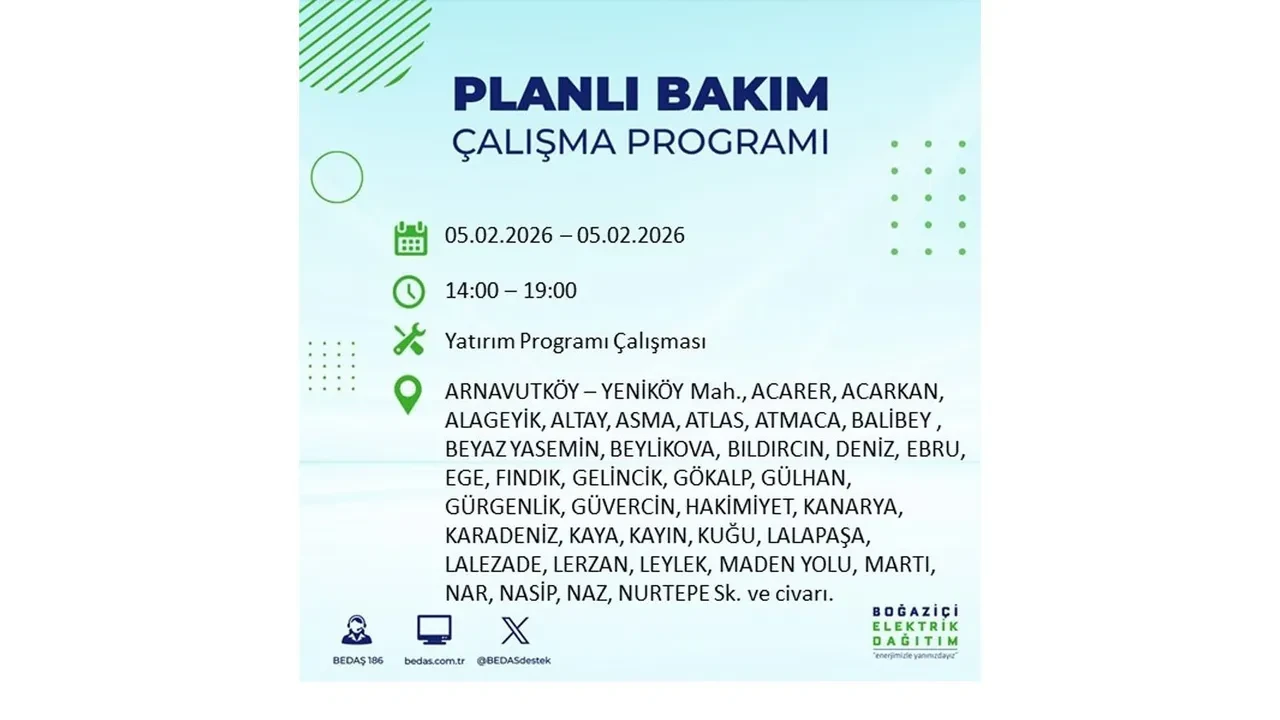 İstanbul 5 Şubat elektrik kesintileri belli oldu! 19 ilçe dikkatli olsun, elektrikler saatlerce gelmeyecek