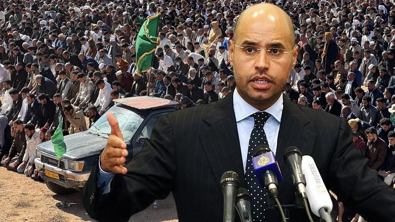 Suikasta uğrayan Seyfülislam Kaddafi toprağa verildi! Cenazeye bayraklar damga vurdu