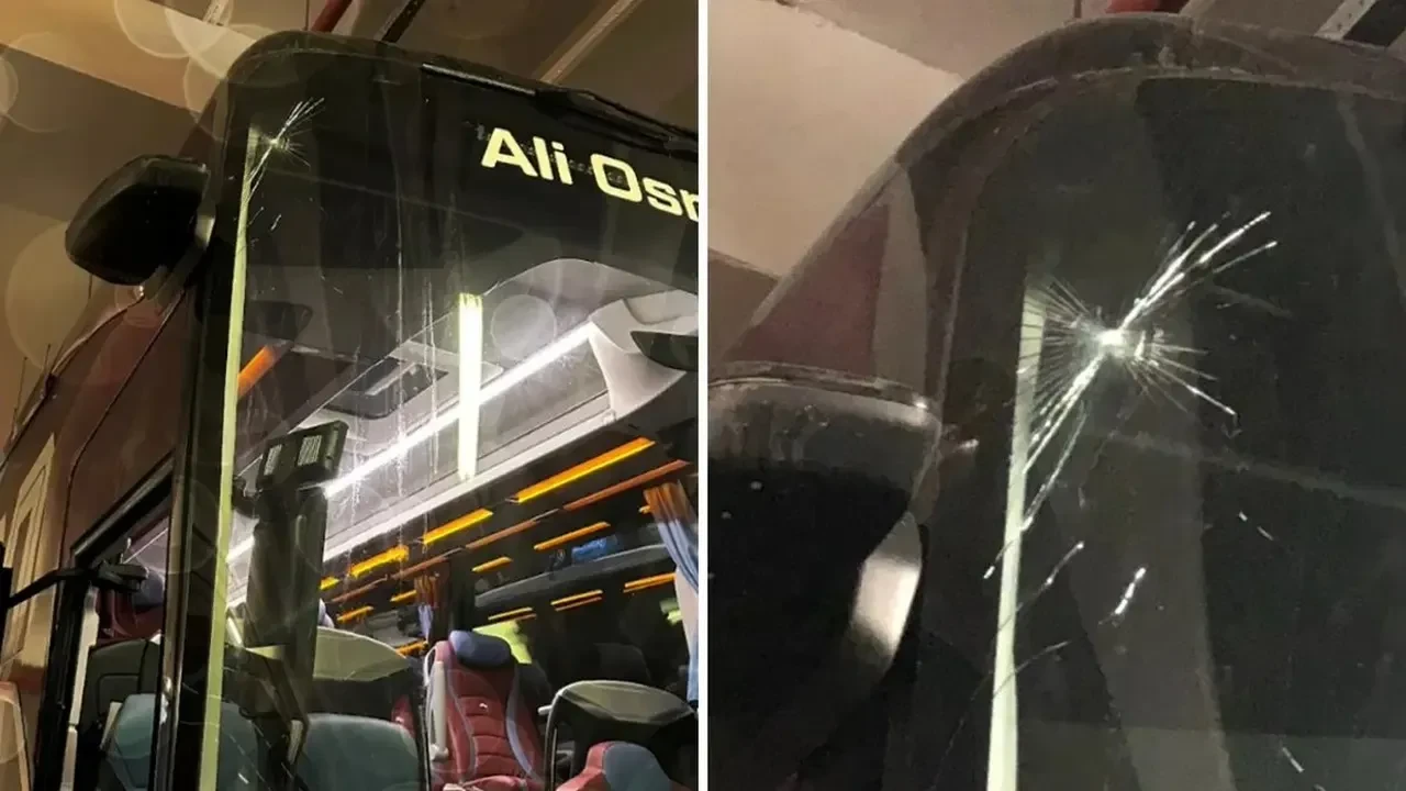 Trabzonspor'un takım otobüsüne Samsun'da taşlı saldırı!