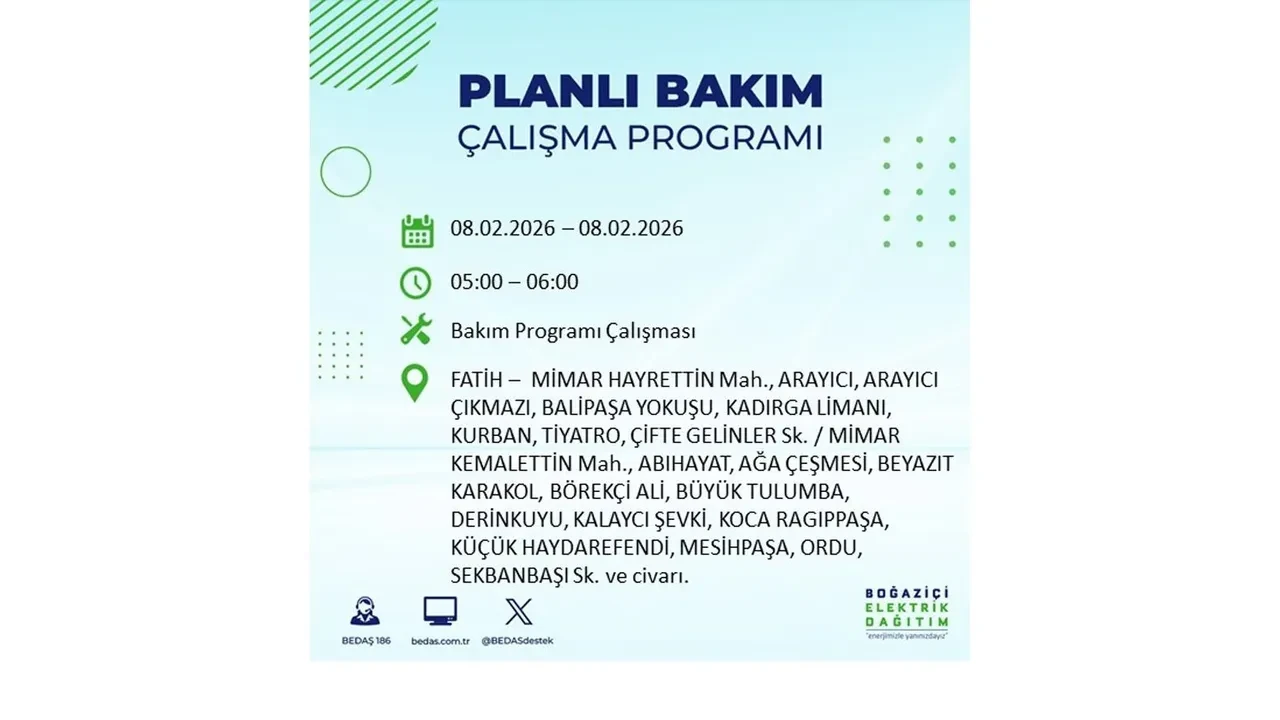 8 Şubat İstanbul elektrik kesintileri duyurusu! BEDAŞ açıkladı: 9 ilçede planlı elektrik kesintisi uygulanacak