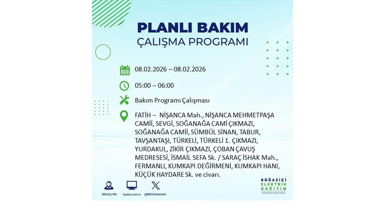8 Şubat İstanbul elektrik kesintileri duyurusu! BEDAŞ açıkladı: 9 ilçede planlı elektrik kesintisi uygulanacak
