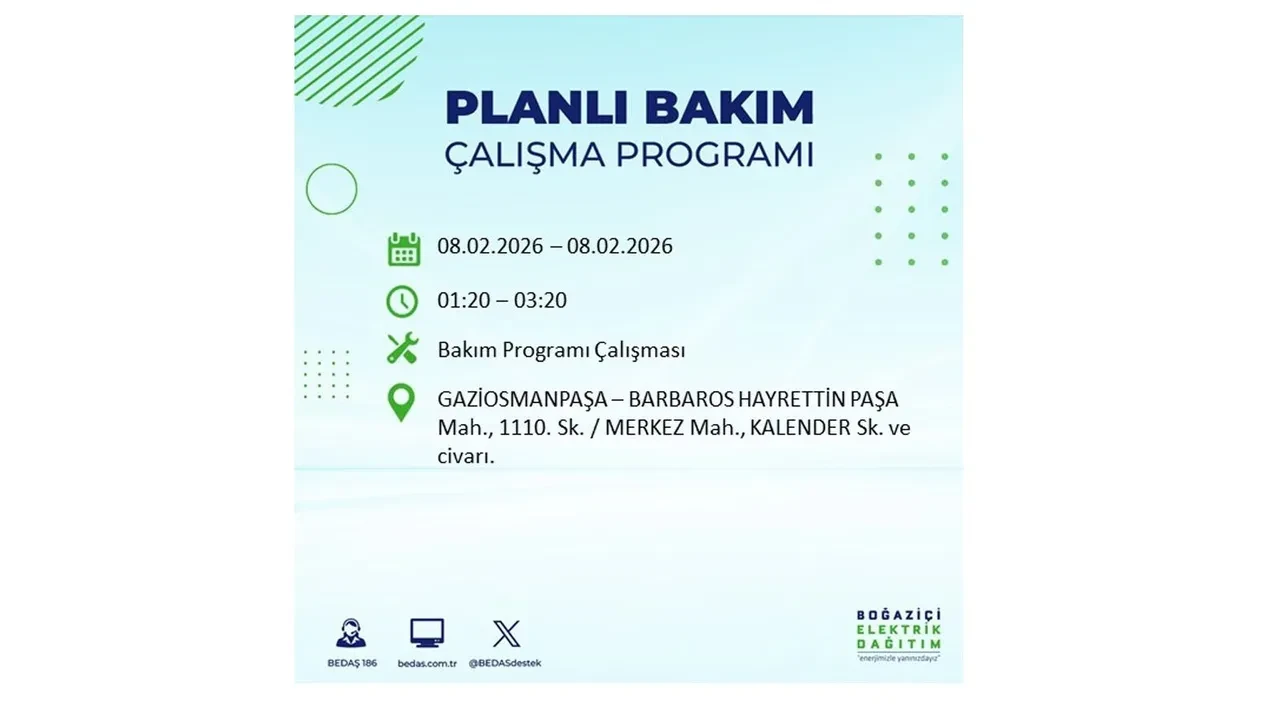 8 Şubat İstanbul elektrik kesintileri duyurusu! BEDAŞ açıkladı: 9 ilçede planlı elektrik kesintisi uygulanacak