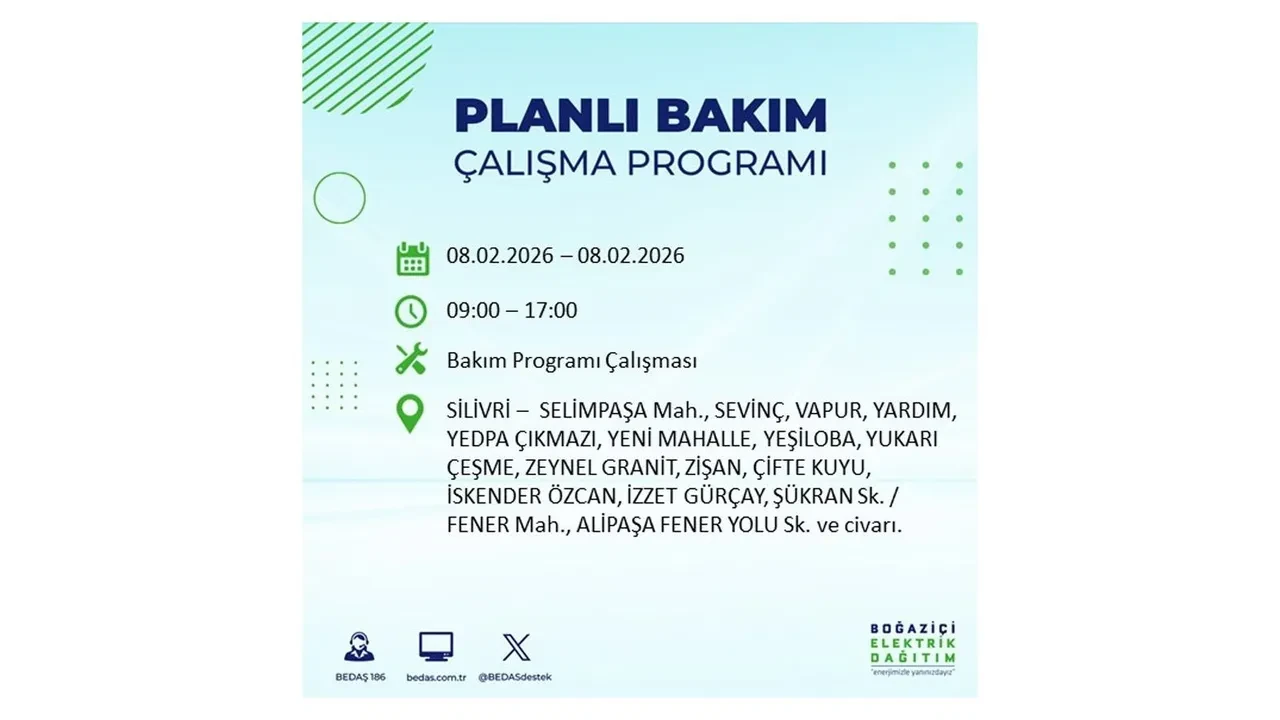 8 Şubat İstanbul elektrik kesintileri duyurusu! BEDAŞ açıkladı: 9 ilçede planlı elektrik kesintisi uygulanacak