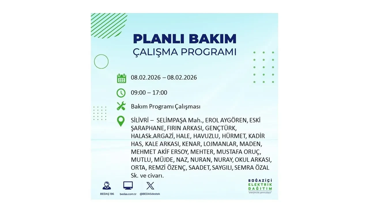 8 Şubat İstanbul elektrik kesintileri duyurusu! BEDAŞ açıkladı: 9 ilçede planlı elektrik kesintisi uygulanacak