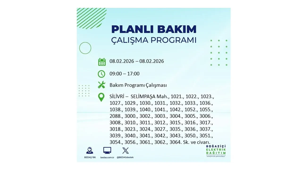 8 Şubat İstanbul elektrik kesintileri duyurusu! BEDAŞ açıkladı: 9 ilçede planlı elektrik kesintisi uygulanacak