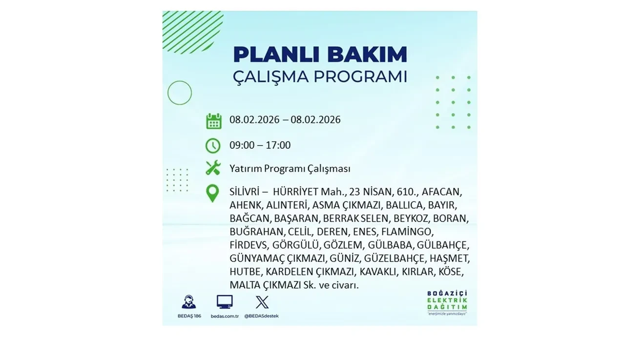 8 Şubat İstanbul elektrik kesintileri duyurusu! BEDAŞ açıkladı: 9 ilçede planlı elektrik kesintisi uygulanacak