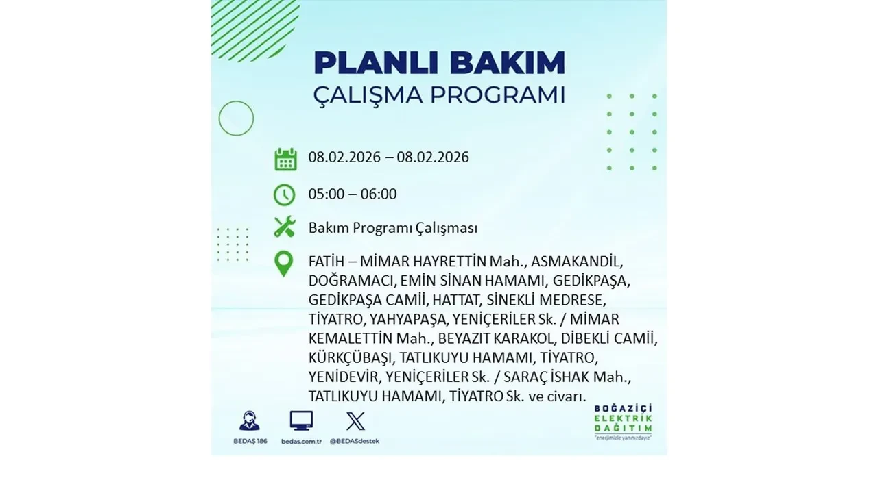 8 Şubat İstanbul elektrik kesintileri duyurusu! BEDAŞ açıkladı: 9 ilçede planlı elektrik kesintisi uygulanacak