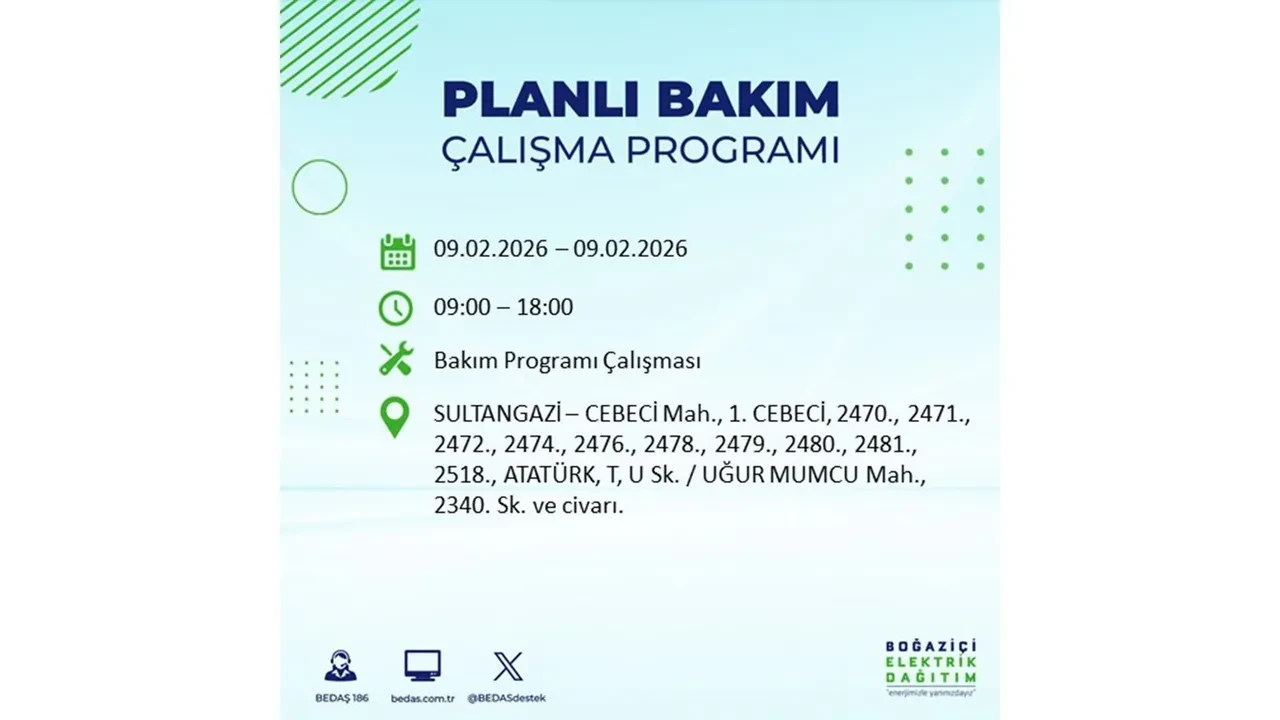 BEDAŞ duyurdu! 9 Şubat Pazartesi İstanbul’da geniş çaplı elektrik kesintisi yaşanacak: Tam 18 ilçe etkilenecek