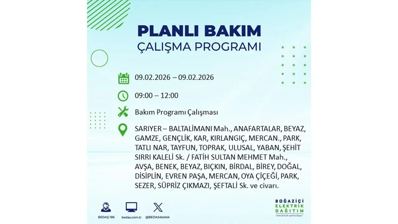BEDAŞ duyurdu! 9 Şubat Pazartesi İstanbul’da geniş çaplı elektrik kesintisi yaşanacak: Tam 18 ilçe etkilenecek