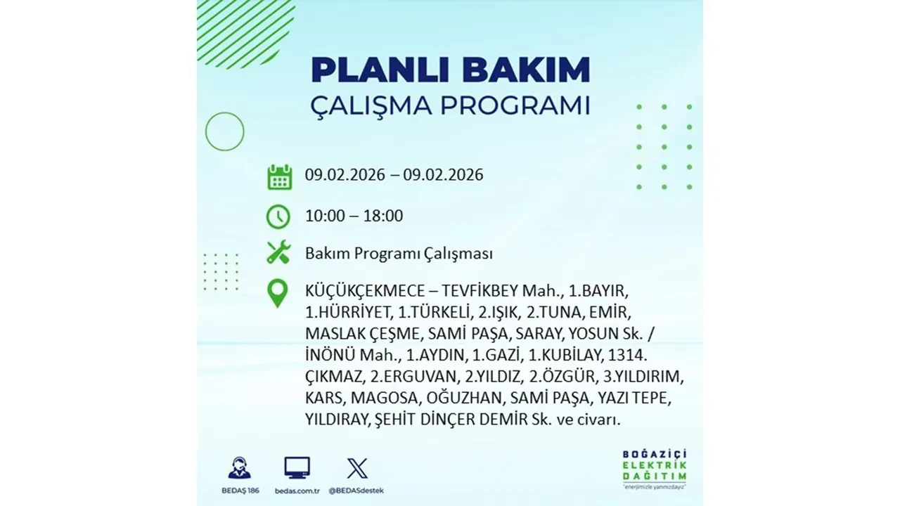 BEDAŞ duyurdu! 9 Şubat Pazartesi İstanbul’da geniş çaplı elektrik kesintisi yaşanacak: Tam 18 ilçe etkilenecek