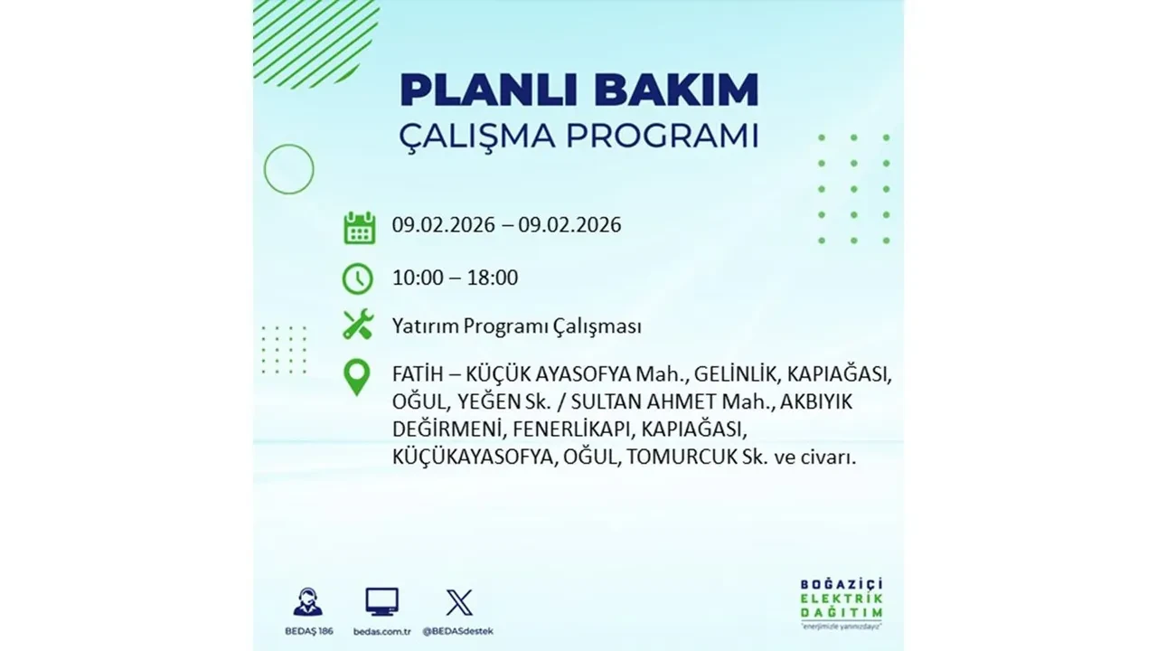 BEDAŞ duyurdu! 9 Şubat Pazartesi İstanbul’da geniş çaplı elektrik kesintisi yaşanacak: Tam 18 ilçe etkilenecek