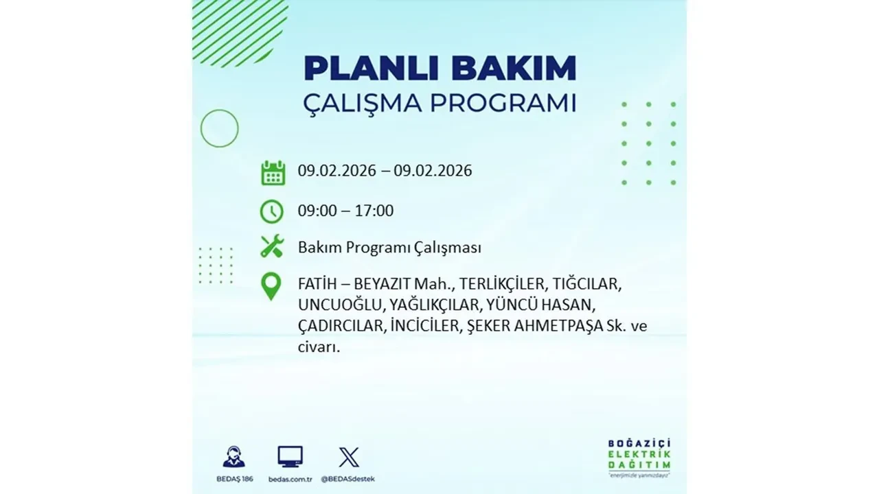 BEDAŞ duyurdu! 9 Şubat Pazartesi İstanbul’da geniş çaplı elektrik kesintisi yaşanacak: Tam 18 ilçe etkilenecek
