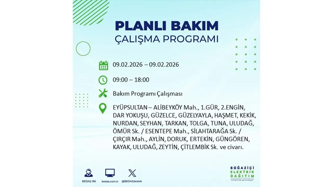 BEDAŞ duyurdu! 9 Şubat Pazartesi İstanbul’da geniş çaplı elektrik kesintisi yaşanacak: Tam 18 ilçe etkilenecek
