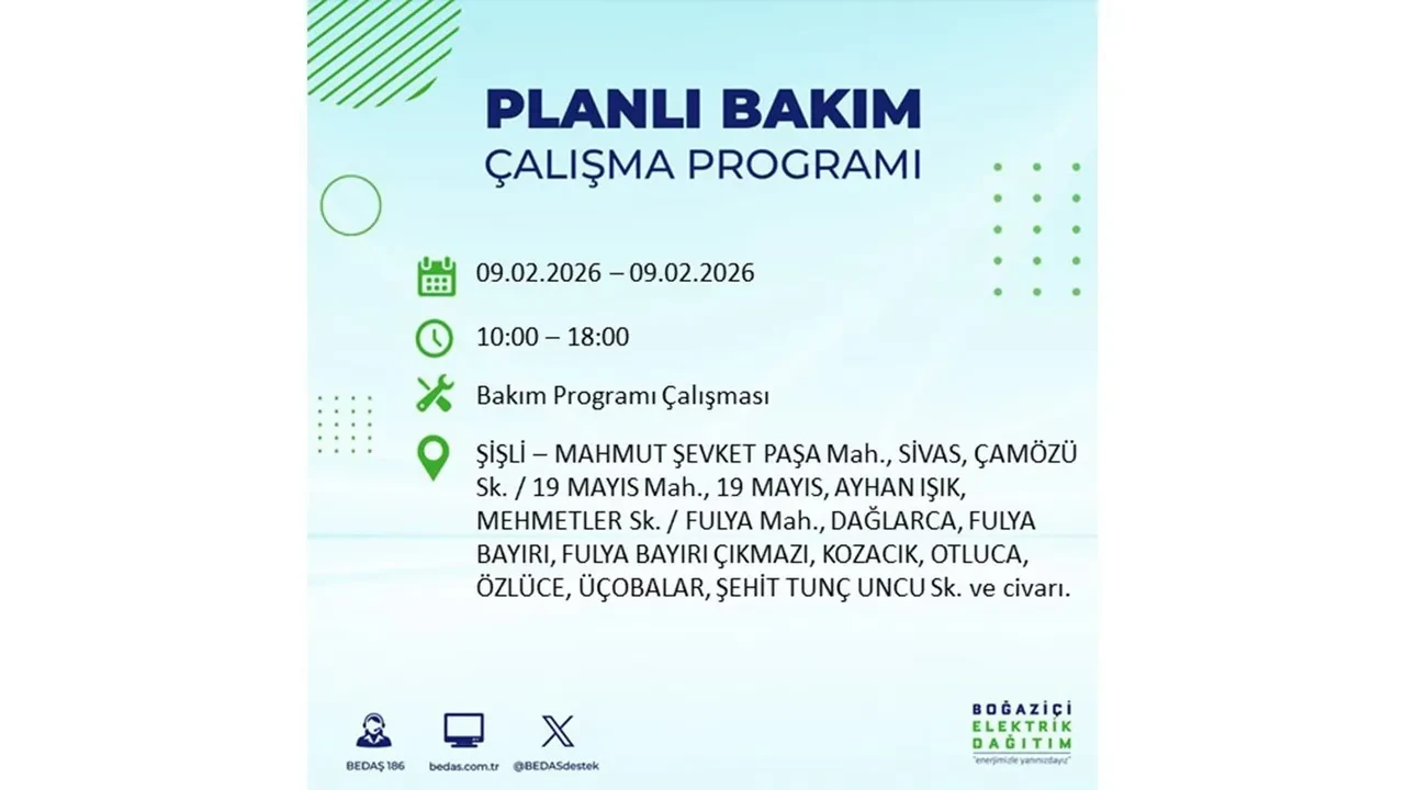 BEDAŞ duyurdu! 9 Şubat Pazartesi İstanbul’da geniş çaplı elektrik kesintisi yaşanacak: Tam 18 ilçe etkilenecek