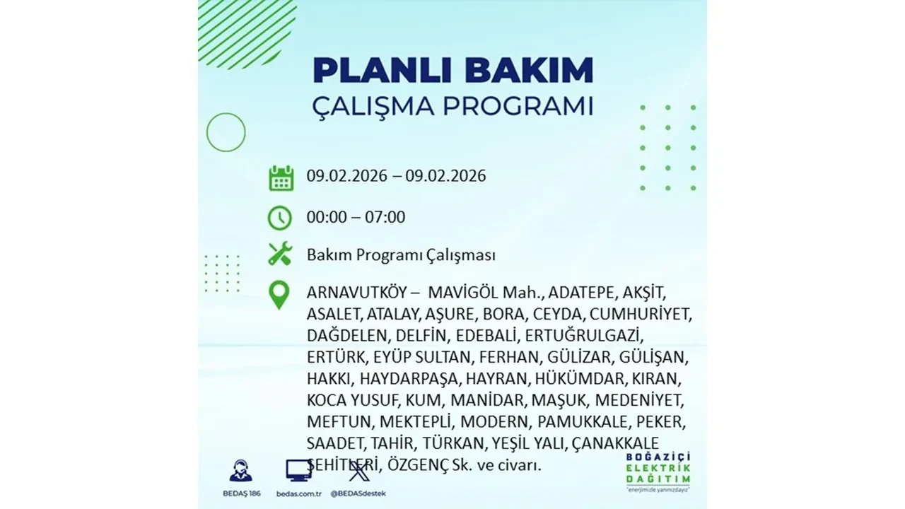 BEDAŞ duyurdu! 9 Şubat Pazartesi İstanbul’da geniş çaplı elektrik kesintisi yaşanacak: Tam 18 ilçe etkilenecek