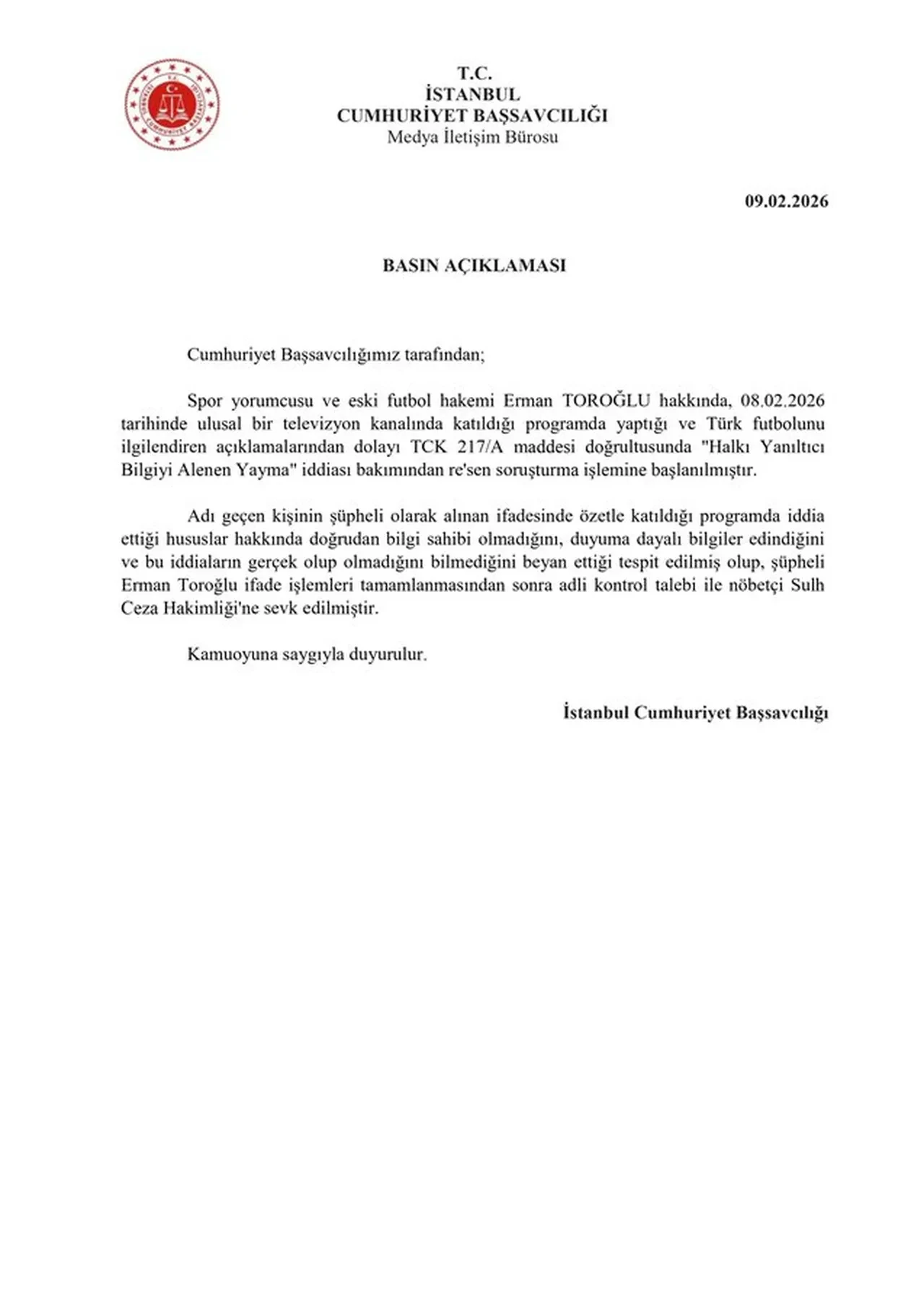 Erman Toroğlu hakkında soruşturma 