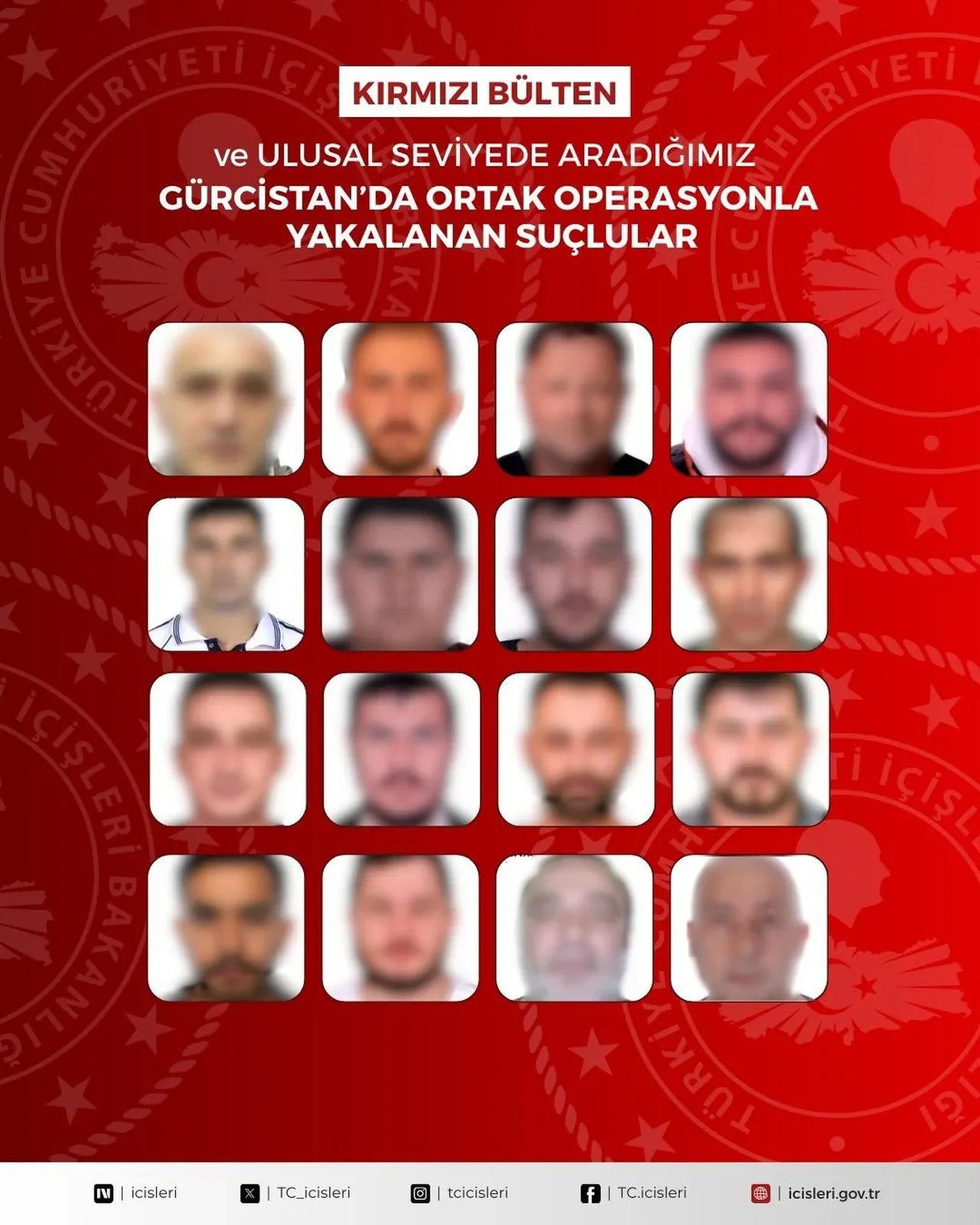 İçişleri Bakanlığı açıkladı: Kırmızı bülten ve ulusal seviyede aranan 16 suçlu Gürcistan’da yakalandı