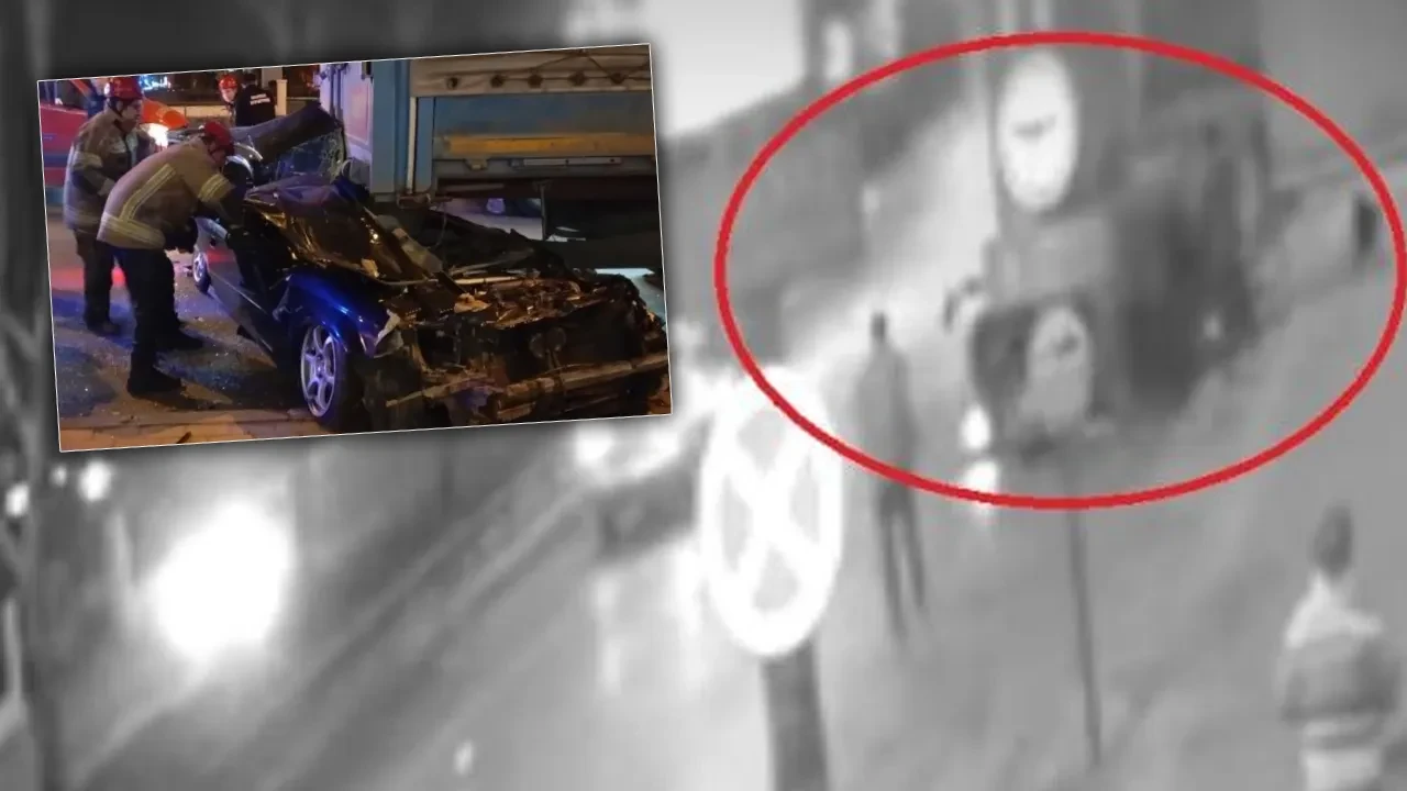 Savrulan aracın tırın altına girdiği anlar kamerada! Pestil gibi ezilen otomobilden sağ kurtuldu