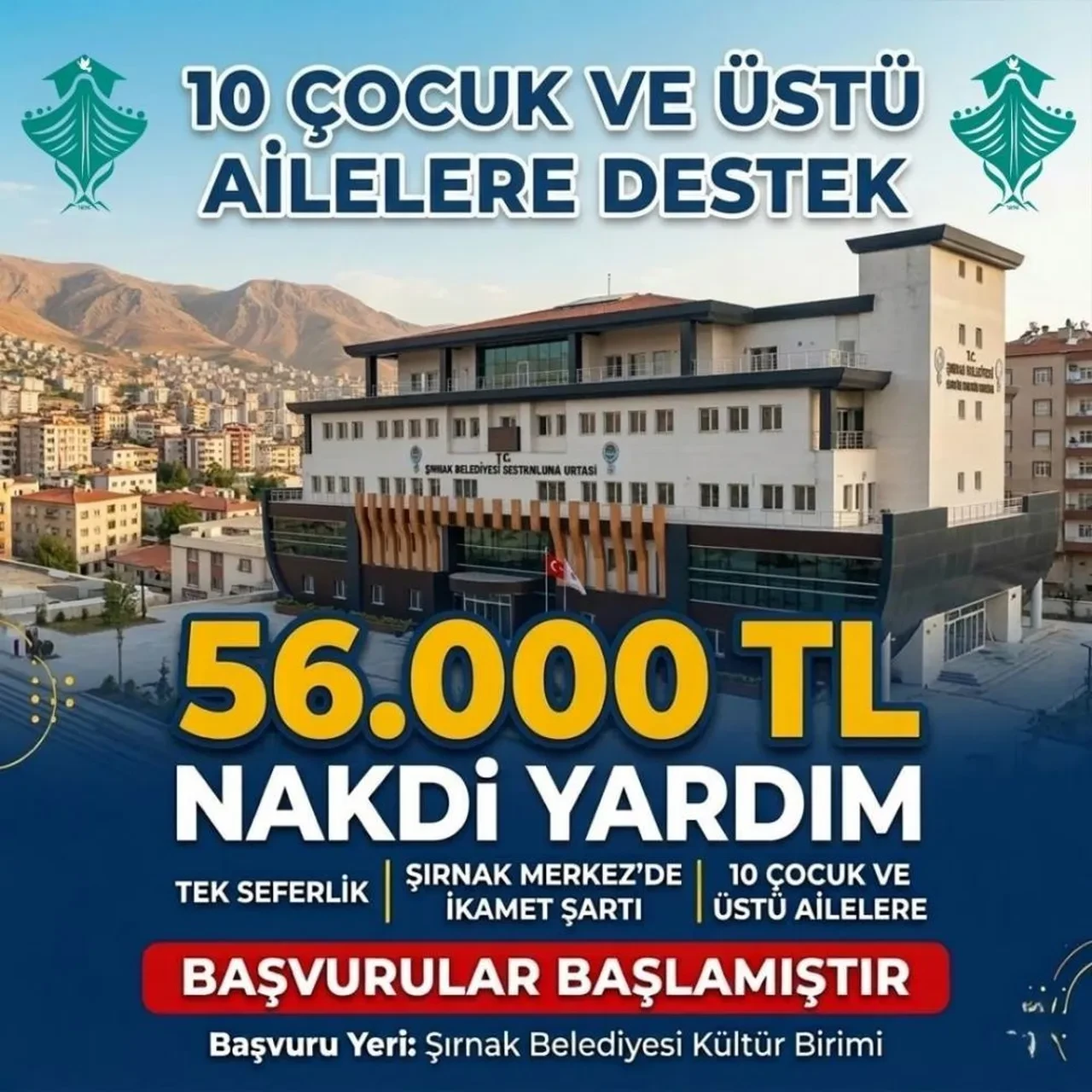 Belediyeden kalabalık ailelere 56 bin lira destek! Şartlar belli oldu 