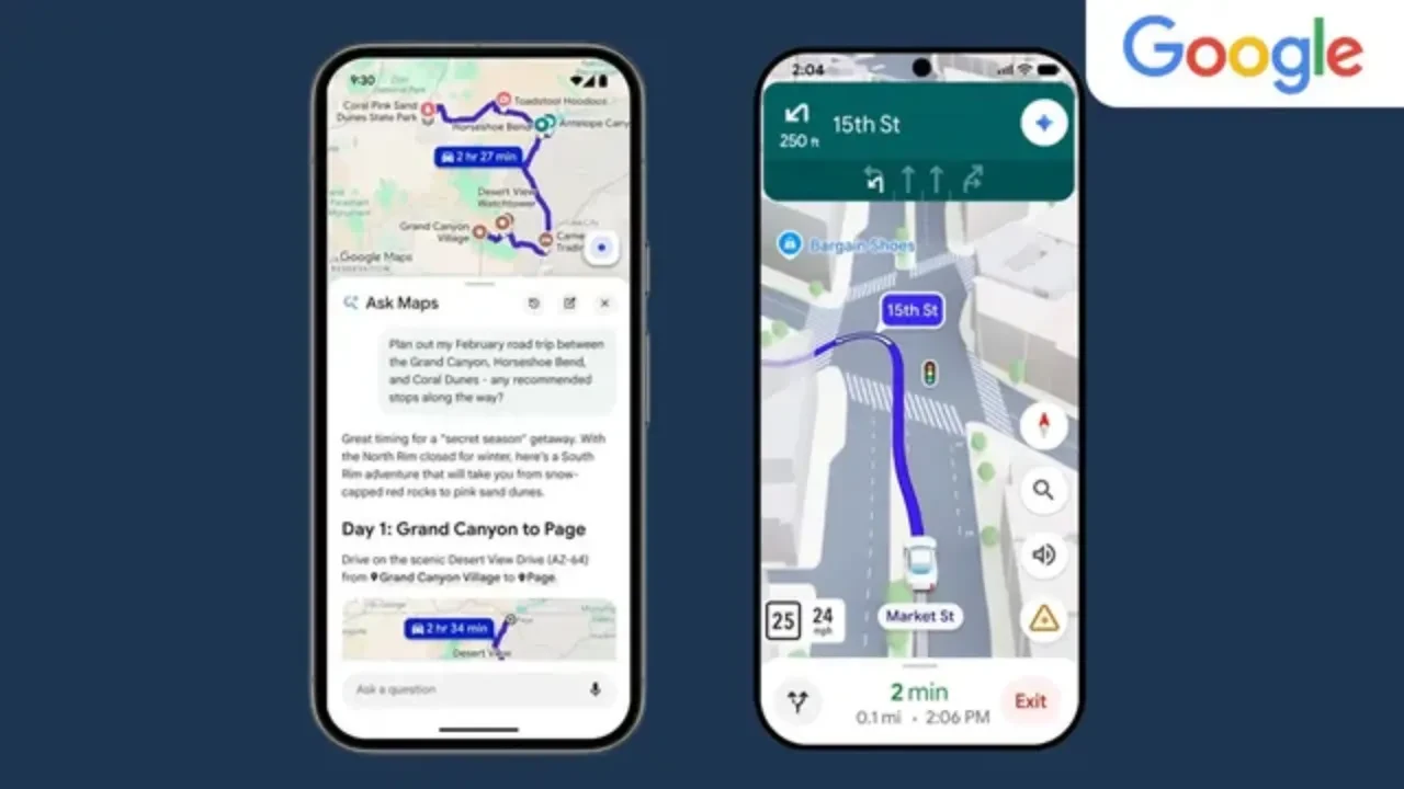 Google Haritalar değişiyor mu sürüş ekranı nasıl olacak? Yapay zekâ dönemi başlıyor