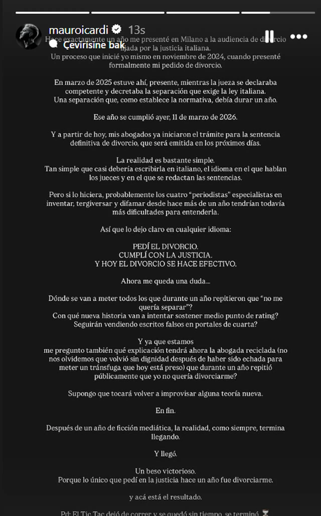 Mauro Icardi gece yarısı duyurdu! "Resmi olarak boşanma gerçekleşti"