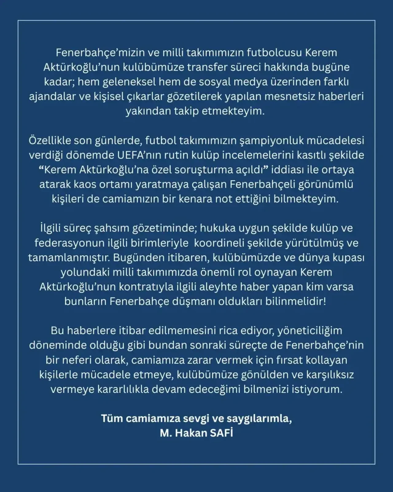 Kerem Aktürkoğlu'nun sözleşmesiyle ilgili Hakan Safi'den ültimatom!